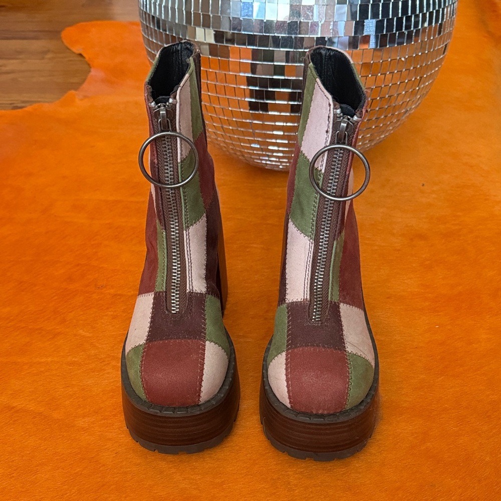 Dolls Kill Multicolor Patchwork Platform Boots - image 2